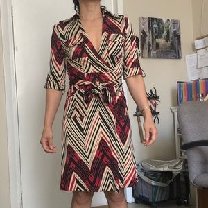 DVF Navajo Chevron Collar Silk Wrap dress 4